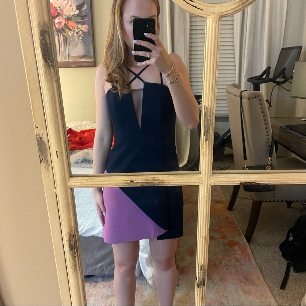 BCBG navy and fuschia cocktail dress